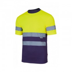 Camiseta técnica bicolor alta visibilidad amarillo fluor / marino