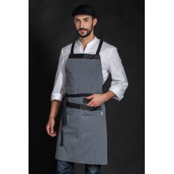 Delantal largo gris bolsillos